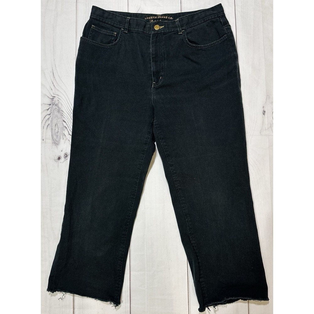 Ralph Lauren Jeans Company Straight Jeans Women's 12 Black Denim Raw Hem